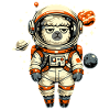 Grumpy Alpaca Astronaut in Space