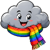 Nuage avec écharpe arc-en-ciel : motif drôle
