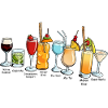 Colourful variety of cocktails Tropical bar