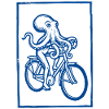 Octopus on Bicycle Linocut Print Funny
