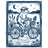 Frog on Bicycle – Woodcut Gift