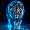 Neon Blue Lion Aura