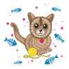 Kawaii Kitten and Yarn Ball