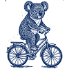 Koala on Bicycle – Woodcut Animal Illustration
