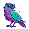 Purple Bird Neon Blue Glasses