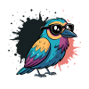 Farbenfroher Vogel-Cartoon mit Brille