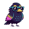 Solar Blue Hipster Bird