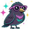 Bird Neon Hipster with Glasses