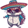 Hedgehog Comic Funny Sombrero