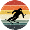 Skier silhouette cracked sunset