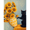 Sunflowers and Black Cat Art Parody