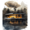 Firelit Modern Cabin on Lake