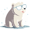 Chic polar bear in glasses