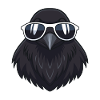 Raven Hipster Cool Glasses