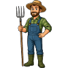 Farmer with pitchfork cartoon