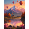 Ballonfahrt  am Bergsee bei Abendrot