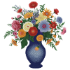 Beadwork Bouquet in Blue Vase