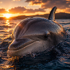 Dolphin at sunset
