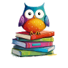 Stack of books owl