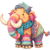 Buntmammut mit Schal