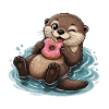 Otter donut fun in the water