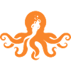 Plongeur pieuvre orange
