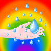 Rainbow Rain Drop and a Hand