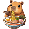 Capybara Eats Ramen Noodles