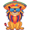 Lion Comic Funny Sombrero
