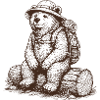 Cool Bear with Backpack Hiking Motif