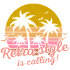Retro sunset with palm trees