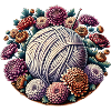 Floral Yarn Ball with Blooms
