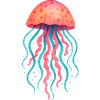 Neon-Quallen-Aquarell