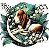 Basset Hound in Lily Valley