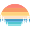 Retro Sunset and Pine Forest