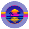 Sunset Neon Palms Circle