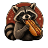 Raccoon Enjoyment Hot Dog Illustration