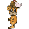 Dog hero with hat and rooster