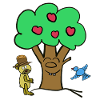 Apfelbaum Baum Teddybär Sommer Kind