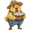 Chick in egg basket on farm