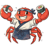 Crab sushi chef with headgear