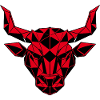 Red geometric bull's head, zodiac sign