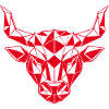 Roter Low-Poly Stierkopf
