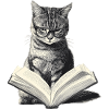 Cat reading book