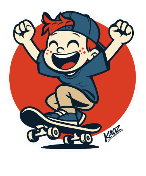 Vrolijke Kid Skater in Rode Cirkel