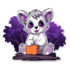 Panda câlin dans le buisson violet