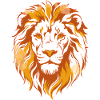 Lion doré flamboyant stylisé