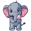 Kleiner Elefant Eiscreme Freund