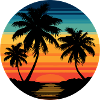 Tropical sunset with palm trees