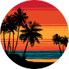 Palm Trees Beach Sunset Rétro